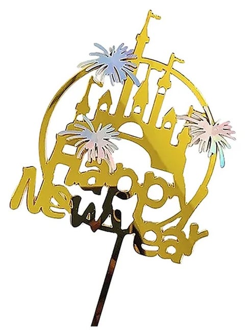 Brain Giggles Happy New Year Cake Topper for Party Decoration - Gold