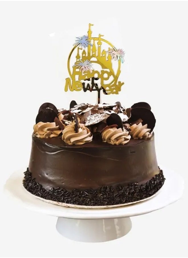 Brain Giggles Happy New Year Cake Topper for Party Decoration - Gold