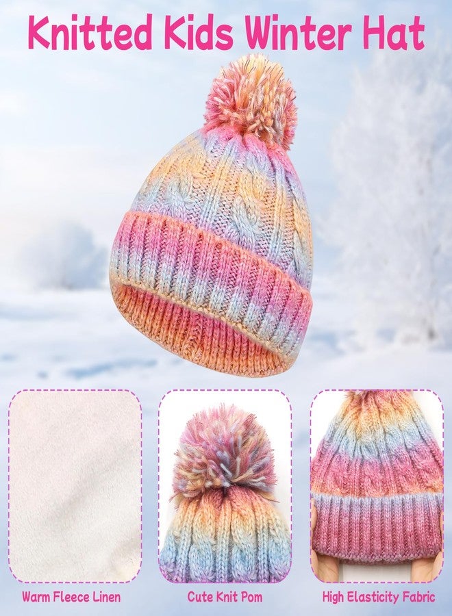 SK Studio Kids Winter Hat Gloves Scarf Set, Girls Toddler Beanie with Pom Knit Neck Warmer Gloves Fleece Lined Set, Pink - Image 5