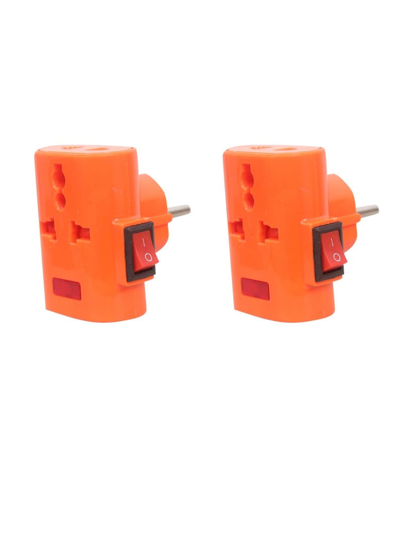 3-outlet wall power strip for various plug types with built-in lighting for dark places and a switch to turn the power on and off (2 pieces)