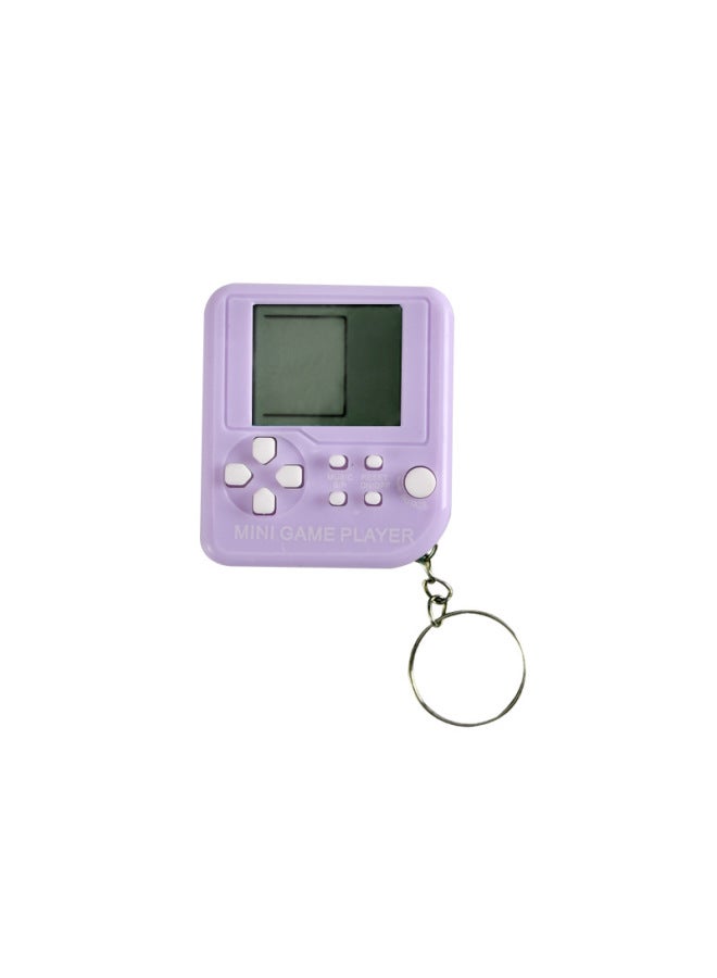 Mini Portable Game Console Toy Electronic Blocks Retro Classic Gift Keychain Toy Handheld Video Game Player Key Ring-Color:Purple Macarons  - Image 1