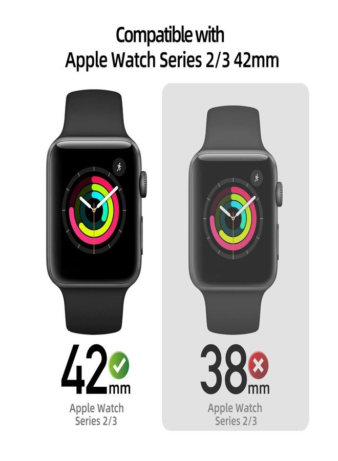 pzoz Compatible for Apple Watch Series 2 / Series 3 Case with Screen Protector 42mm Accessories Slim Guard Thin Bumper Full Coverage Matte Hard Cover Defense Edge for iWatch Women Men GPS (Black) - Image 2