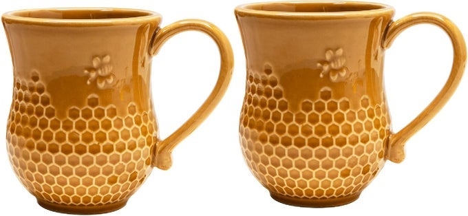 VINTAGE EMBOSSED BEEHONEYCOMB DESIGN CERAMIC COFFEE MUG TEA CUP WATER CUP MILK CUP 12 OZ