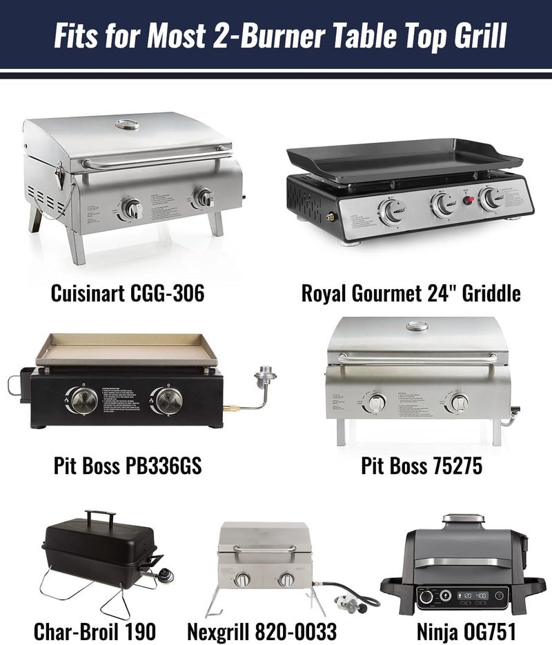 NUPICK 24 Inch Table Top Grill Cover for Cuisinart CGG-306, Royal Gourmet 24" Griddle, Ninja OG751, Nexgrill 820-0033, Pit Boss 75275 & PB336GS and Most 2-Burner Portable Grills, Come with Grill Brush Global simple assemble options - Image 2