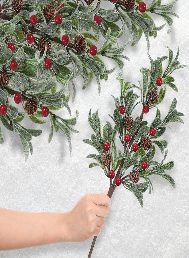 Solsew 6 Pcs Christmas Artificial Mistletoe Picks 17.3 Inch Fake Mistletoe Decoration Branches with Berries Pinecones Ornaments DIY Crafts for Xmas Tree Wreath Holiday Decor(Red Berry) - Image 1