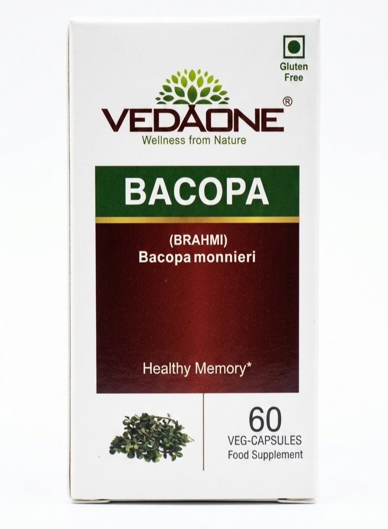 VEDAONE Natural Bacopa monnieri (Brahmi) Veg Capsules 450mg 60 Capsules Organic Supplement for Brain Health Supports Cognitive & Memory Enhancement Stress Relief Focus & Mental Clarity - Image 1