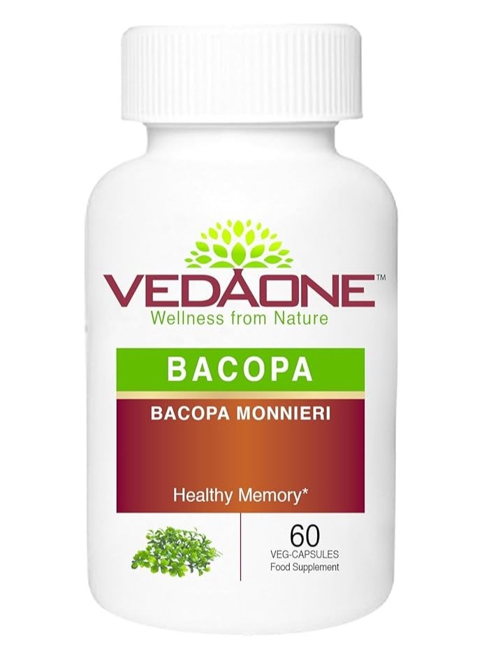VEDAONE Natural Bacopa monnieri (Brahmi) Veg Capsules 450mg 60 Capsules Organic Supplement for Brain Health Supports Cognitive & Memory Enhancement Stress Relief Focus & Mental Clarity - Image 2