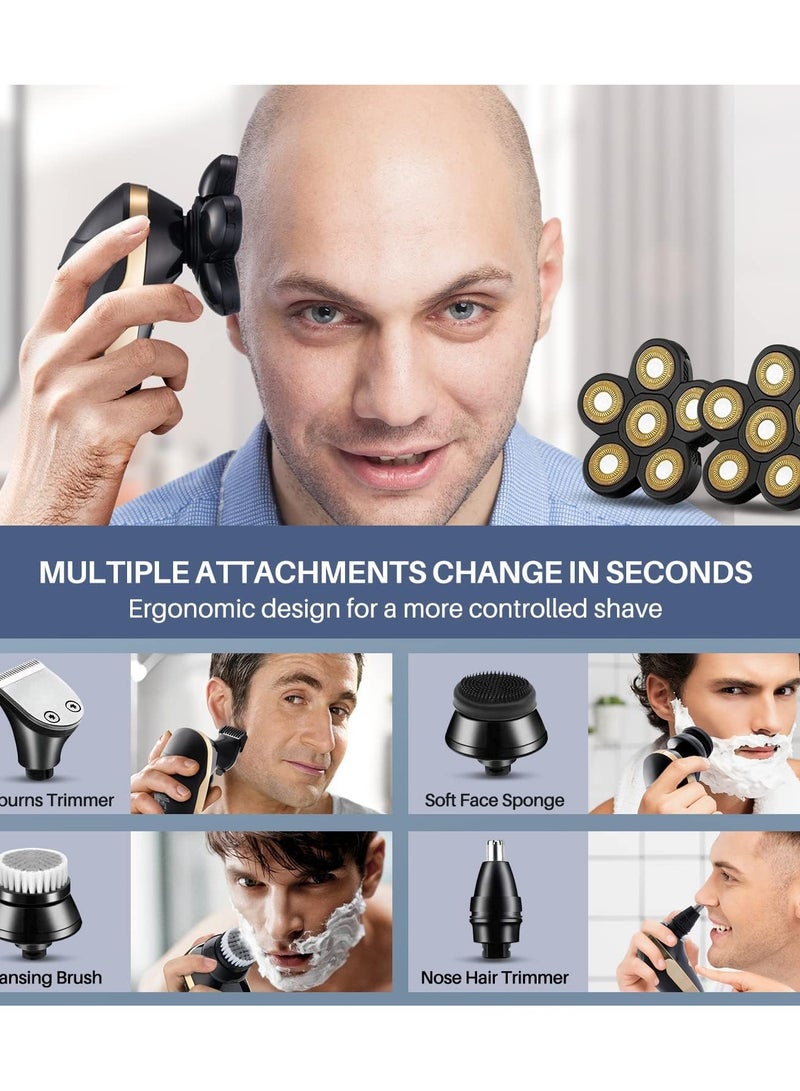 Zikra Head Shavers for Bald Men, Rotary Electric Razor Cordless Shaver, Multifunctional 6 Rotary Blade Heads Electric Razor, 5-in-1 Grooming Kit with Clipper Trimmer, PX7 Waterproof, LED Display - Image 3