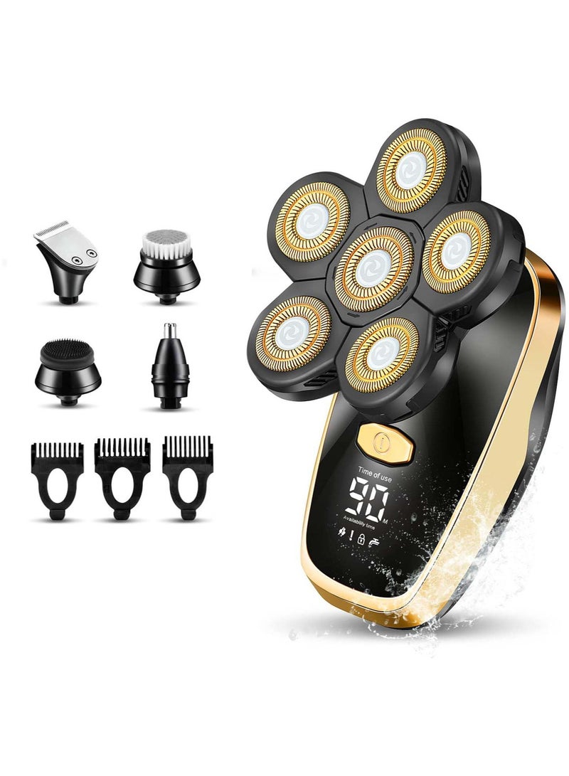 Zikra Head Shavers for Bald Men, Rotary Electric Razor Cordless Shaver, Multifunctional 6 Rotary Blade Heads Electric Razor, 5-in-1 Grooming Kit with Clipper Trimmer, PX7 Waterproof, LED Display - Image 1
