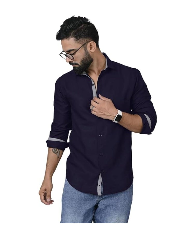 Pinkmint store Mens Long Sleeve Button Down Shirt for Men Collared Casual Formal Soild Shirt S - Image 3