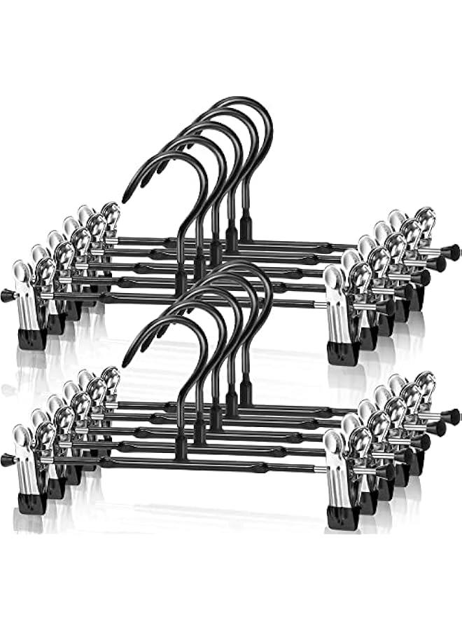 BWSJ 20  Heavy Duty Pants Skirt Hanger with ClipRubber Cover Metal Non Slip Women Hanger 360 Swivel Hook Saving e Clothing Hanger for Adult Men Children Kid Baby 20   Black) - Image 1