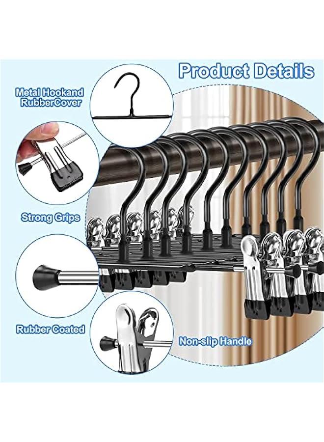 BWSJ 20  Heavy Duty Pants Skirt Hanger with ClipRubber Cover Metal Non Slip Women Hanger 360 Swivel Hook Saving e Clothing Hanger for Adult Men Children Kid Baby 20   Black) - Image 2