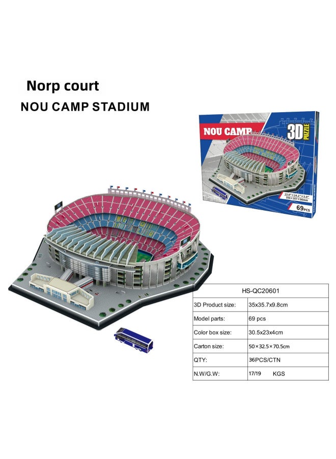 Educational Assembly Football Field Model Barca Real Madrid World Cup Diy 3d Puzzle Toy Handmade Gift-Color:Nou Camp - Image 1