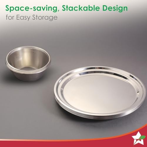 Wonderchef Venice Stainless Steel Dinner Set of 12pcs | Plates, Glasses, Bowls, Spoons | Classic Design and Gloss Finish | 100% Food-Grade Stainless Steel | Non-Corrosive, Unbreakable | Easy to Clean - Image 4