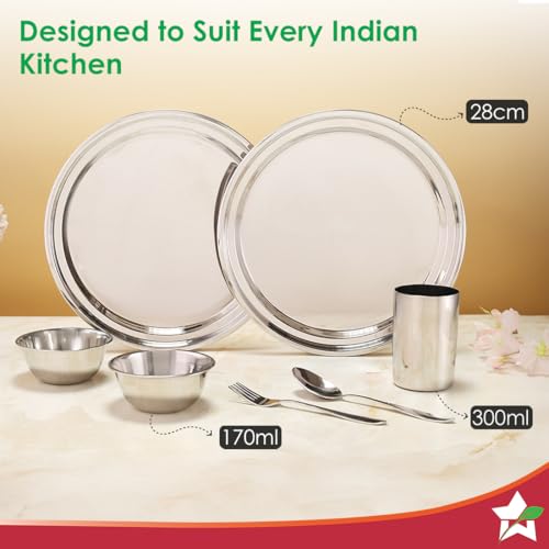 Wonderchef Venice Stainless Steel Dinner Set of 12pcs | Plates, Glasses, Bowls, Spoons | Classic Design and Gloss Finish | 100% Food-Grade Stainless Steel | Non-Corrosive, Unbreakable | Easy to Clean - Image 5