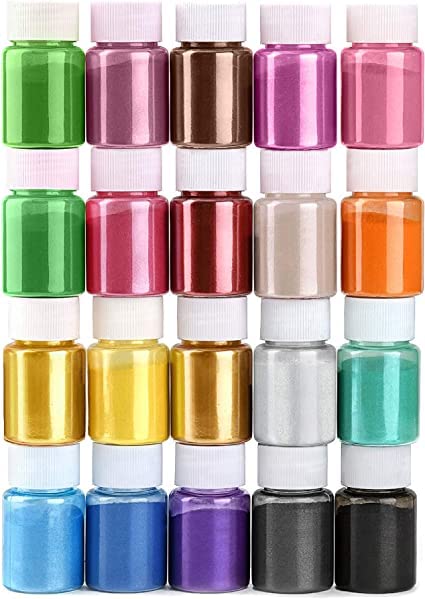 Kedia Mica Powder20 Colors Resin Pigment Mica Powder for Epoxy Resin Candle Making Bath Bomb and Slime 10gEach