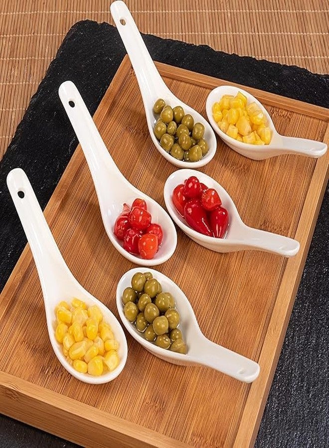 VEDHAK White Ceramic Soup Spoons & Rice Spoons, Hook Design Dessert Dinner Large Microwave Safe Durable, Serving Spoons. (6 Pcs Set) - Image 3