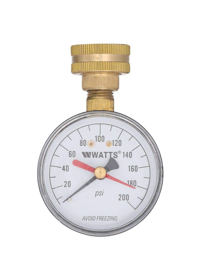 watts Watts 2-1/2" Hose Connection Water Pressure Test Gauge, 3/4" (20 mm) HT Hose Connection, Copper Alloy, Black Enamel Steel Case, Red Indicator Hands, ASME Type B Accuracy  - Image 2