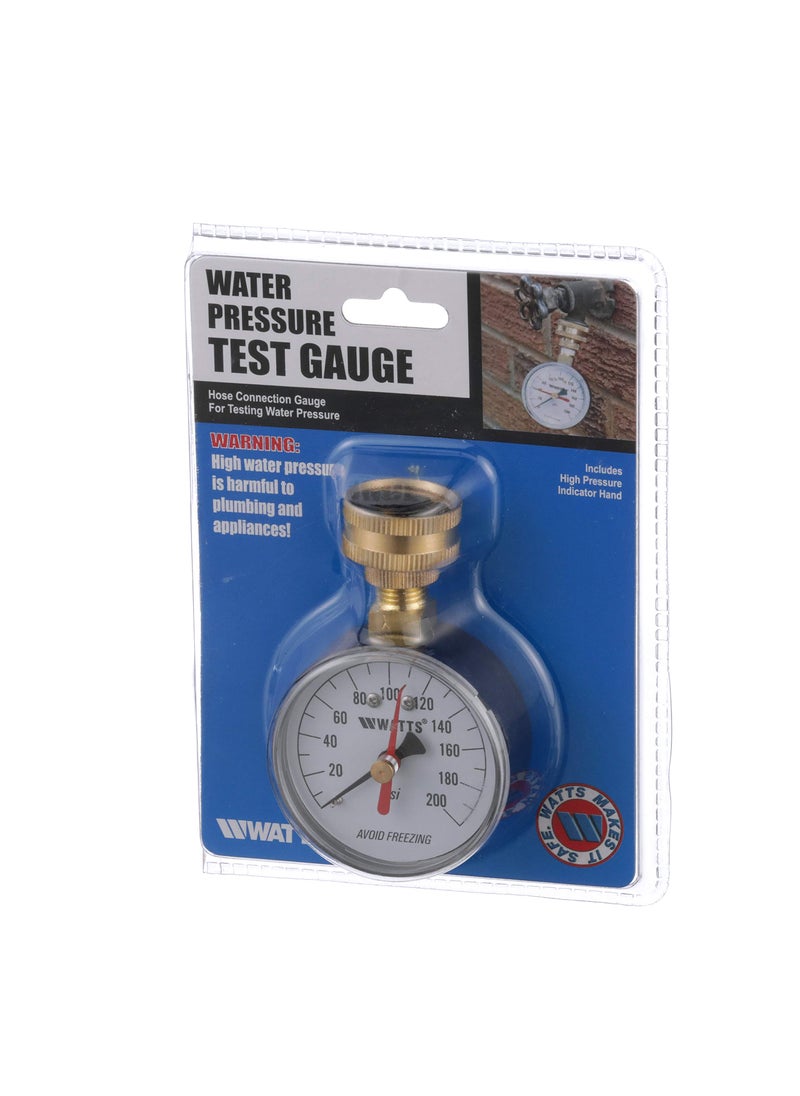 watts Watts 2-1/2" Hose Connection Water Pressure Test Gauge, 3/4" (20 mm) HT Hose Connection, Copper Alloy, Black Enamel Steel Case, Red Indicator Hands, ASME Type B Accuracy  - Image 3