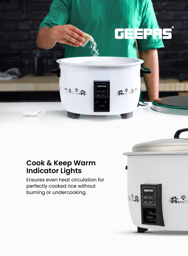 GEEPAS 8 L Commercial Rice Cooker, Durable Construction, Removable Non-Stick Aluminum Pot, Cool Touch Handle, Includes Cook, Keep Warm Functions, With Stainless Steel Lid, Aluminum Inner Steamer, Perfect For Quinoa, Risotto, Vegetables, Soups, Sauces, Eggs, Etc. 2 Years Warranty Grc4322H 8 L 2500 W GRC4322H White - Image 4