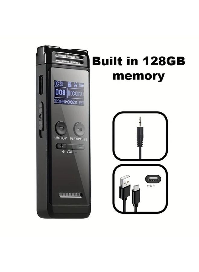 128GB Voice Activated Recorder Noise Reduction MP3 Playback Portable USB Audio Recorder for Lectures Meetings Interviews - Image 1