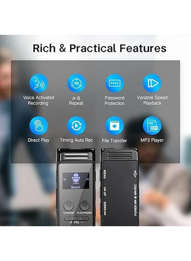 128GB Voice Activated Recorder Noise Reduction MP3 Playback Portable USB Audio Recorder for Lectures Meetings Interviews - Image 3