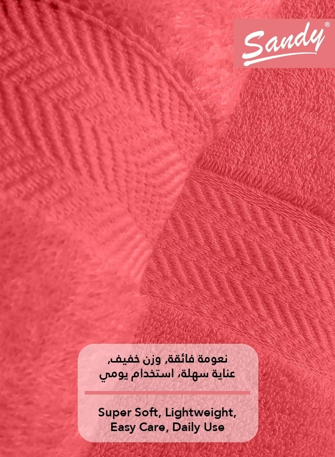 منشفة وجه قطن 100% من ساندي, مثالية للاستخدام اليومي, سريعة الجفاف وعالية الامتصاص وناعمة الملمس, 70×40 سم, أحمر