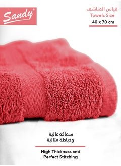 Sandy Sandy 100% Cotton Luxury Bath Towel for Face, Ideal for Daily Use, Quick Dry, High Absorbent and Super Soft 70x40 cm, Red  - Image 3