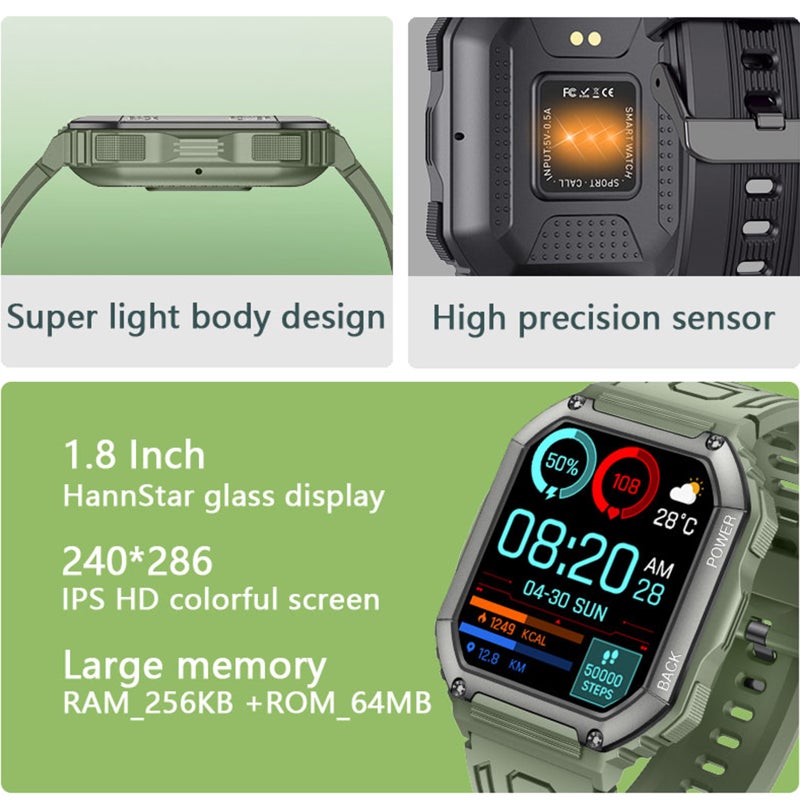 C20S Smart Bracelet Sports Watch 1.8 Inch IPS Full Touch Screen Resolution240*286 BTcall Fitness Tracker IP67 Waterproof Sleep/Heart Rate/Blood Pressure Monitor Multiple Sports Mode - Image 4