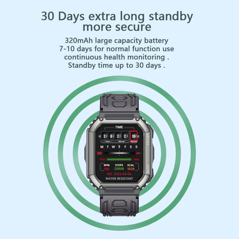 C20S Smart Bracelet Sports Watch 1.8 Inch IPS Full Touch Screen Resolution240*286 BTcall Fitness Tracker IP67 Waterproof Sleep/Heart Rate/Blood Pressure Monitor Multiple Sports Mode - Image 5