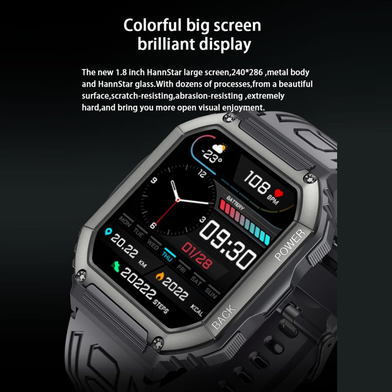 C20S Smart Bracelet Sports Watch 1.8 Inch IPS Full Touch Screen Resolution240*286 BTcall Fitness Tracker IP67 Waterproof Sleep/Heart Rate/Blood Pressure Monitor Multiple Sports Mode - Image 2
