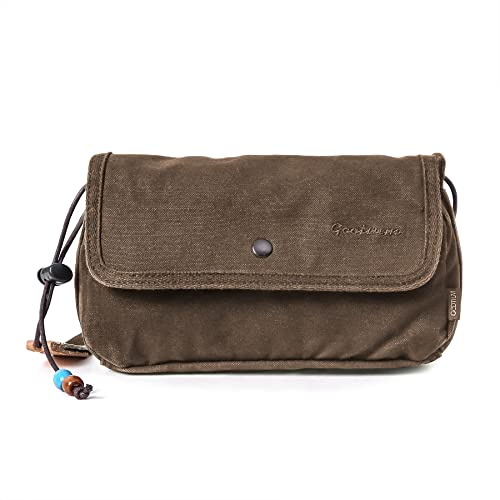 GOOTIUM Canvas Small Crossbody Purse - Flap Shoulder Bag Daily Essentials Pouch, Umber - Image 1