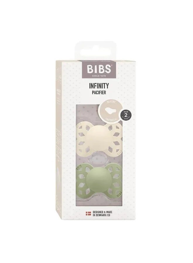 بيبس لهاية BIBS Infinity من قطعتين من السيليكون التشريحي مقاس 2، عاجي/رمادي فاتح - Image 2