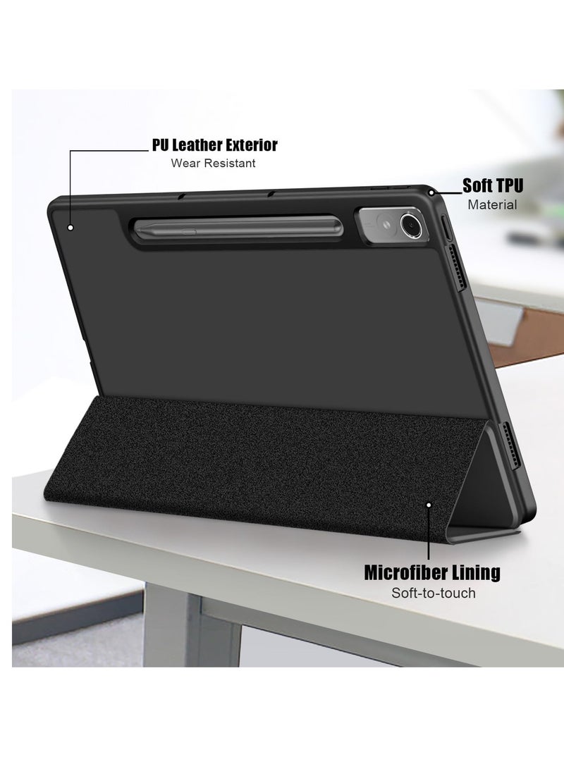Slim Case for Lenovo Tab P12 2023 12.7 Inch Slim Folding Case with Adjustable Stable Stand for Lenovo Tab P12 2023 Tablet with Auto Wake Up / Sleep - Black - Image 4