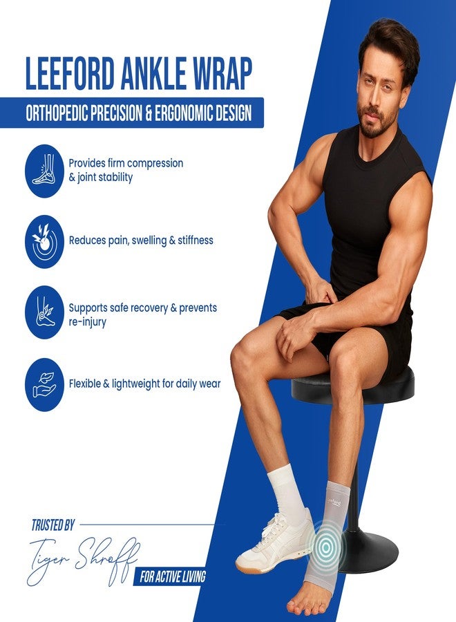 Leeford Ortho Ankle Support for Men & Women | Ankle Brace, Binder, Cap & Band for Pain Relief | Compression Socks Size- L - Image 2
