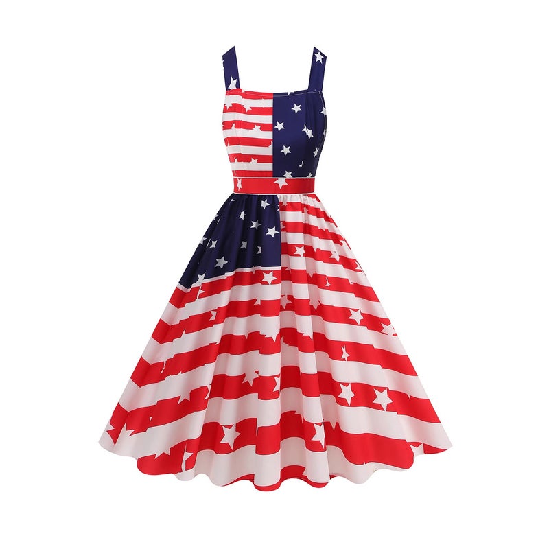 Women's Vintage A-Line Dress with Geometric Print - Image 4