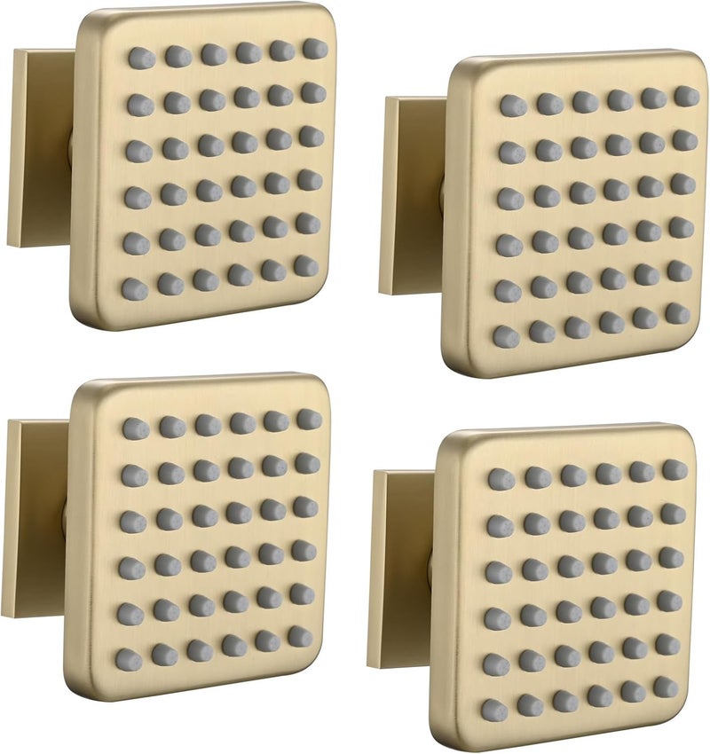 LOCALAND Solid Brass Square Body Spray Jets for Shower, High Pressure Wall Mount Massage Spray, Upgrade Spa Jets, 4PCS, Brushed Gold - Image 1