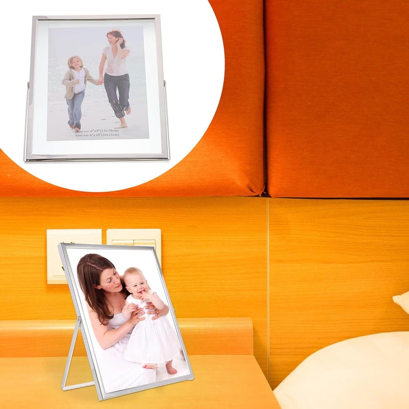 إطار صور زجاجي مزدوج الوجه بحجم 10 بوصة، إطار عرض على طاولة من الكريستال لصور بحجم 20x25 سم، إطار صور للعرض على المكتب لتزيين المنزل والمكتب - Image 5