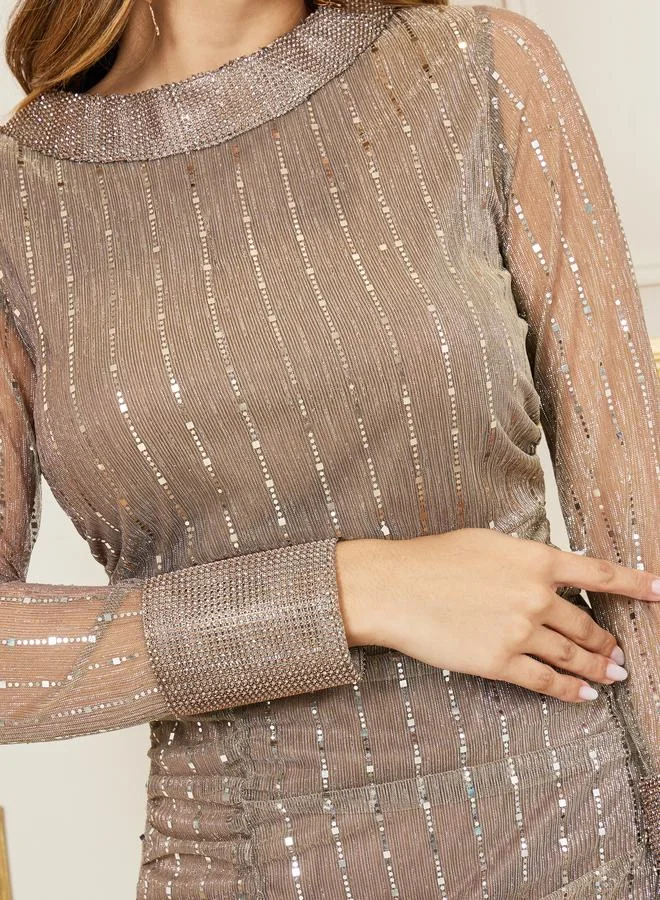 Styli Sequin Evening Dress