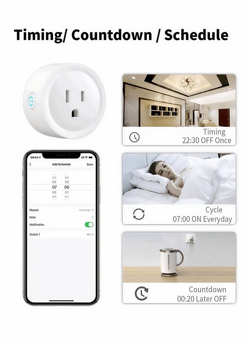 NIBEMINENT Smart Plug, Wi-Fi Outlet Socket Compatible with Alexa and Google Home, Automate APP, Timer Function, No Hub Required, 16A (4 pcs)  - Image 2