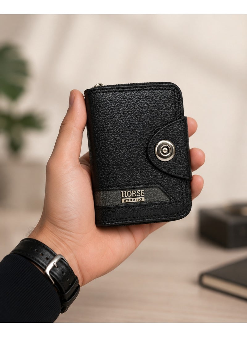 Horse Slim Leather Card Holder – Compact Wallet for Cards and Cash – black Color - Image 5