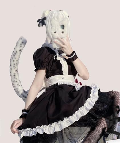 VIGVAN Animal Cosplay Wolf Ears and Fox Cat Ears Raccoon Cosplay Tail (ETC Spots White) - Image 4