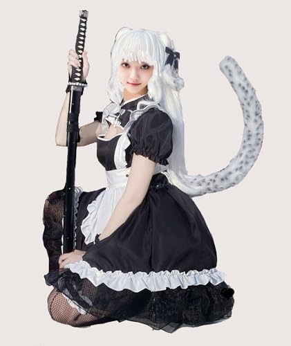 VIGVAN Animal Cosplay Wolf Ears and Fox Cat Ears Raccoon Cosplay Tail (ETC Spots White) - Image 5