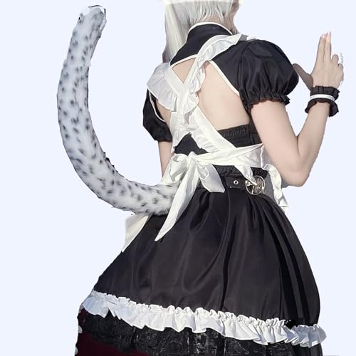 VIGVAN Animal Cosplay Wolf Ears and Fox Cat Ears Raccoon Cosplay Tail (ETC Spots White) - Image 3