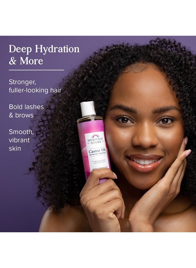 Heritage Store Castor Oil, Cold Pressed, Rich Hydration for Vibrant Hair & Skin, Bold Lashes & Brows, No Hexane (8 Fl Oz) - Image 2