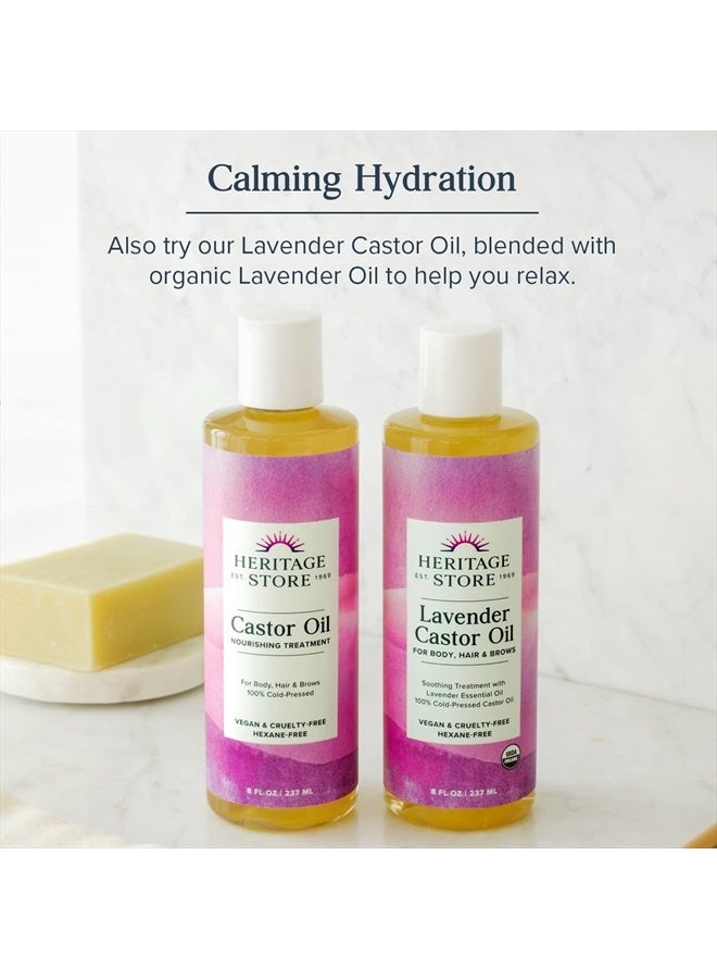 Heritage Store Castor Oil, Cold Pressed, Rich Hydration for Vibrant Hair & Skin, Bold Lashes & Brows, No Hexane (8 Fl Oz) - Image 5