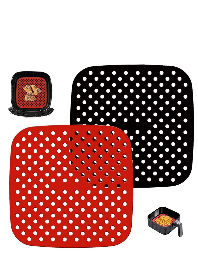 SOLARAE Non-Stick Silicone Air Fryer Mats Reusable Fryer Liners ¨C 7.5 Inch Square Accessories for COSORI 3.4 3.7 QT CHEFMAN BELLA PRO and MORE | BPA Free (2-Pack) - Image 1