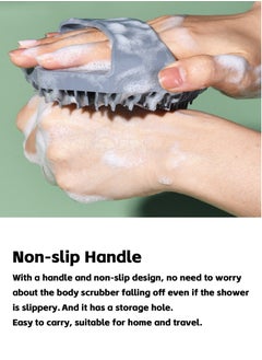 Teuuea 2 Pieces Silicone Body Scrubber, Non-Slip Handle Shower Body Brush for Sensitive Skin, Bathroom Accessory Shower Exfoliation Lathers Gentle Massage Deep Clean Brush (Black and Gray)  - Image 5