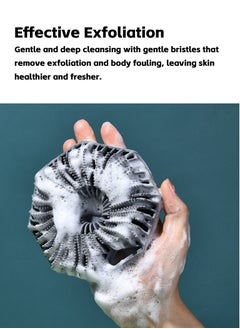 Teuuea 2 Pieces Silicone Body Scrubber, Non-Slip Handle Shower Body Brush for Sensitive Skin, Bathroom Accessory Shower Exfoliation Lathers Gentle Massage Deep Clean Brush (Black and Gray)  - Image 3