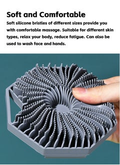 Teuuea 2 Pieces Silicone Body Scrubber, Non-Slip Handle Shower Body Brush for Sensitive Skin, Bathroom Accessory Shower Exfoliation Lathers Gentle Massage Deep Clean Brush (Black and Gray)  - Image 4
